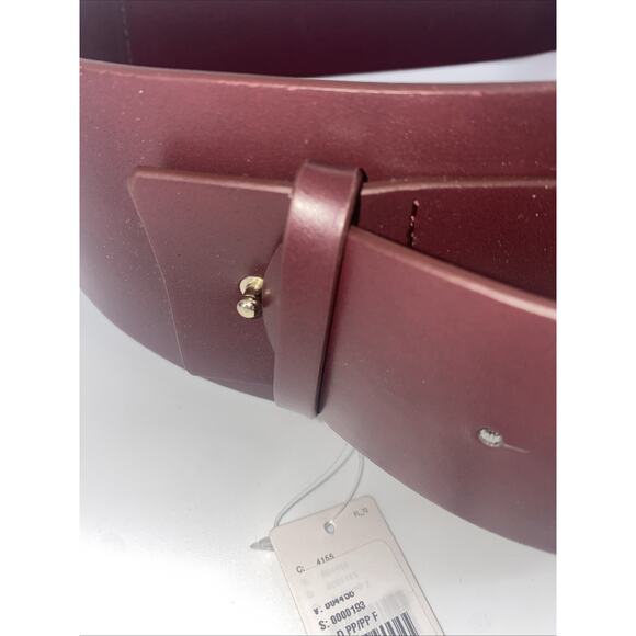 Anthropologie Belt Womens M/L Brown/red Faux Leather Wide Gold Buckle Waist main image 2